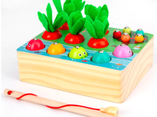 Montessori Wooden Carrot Pull and Fishing Magnetic Toy Puzzle