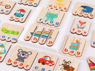 Wooden letter matching double sided bar word puzzle game - Early Education Toy
