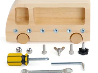 Montessori Wooden Mini Busy Bus Workbench Simulation Tool Set- Early Educational Toy